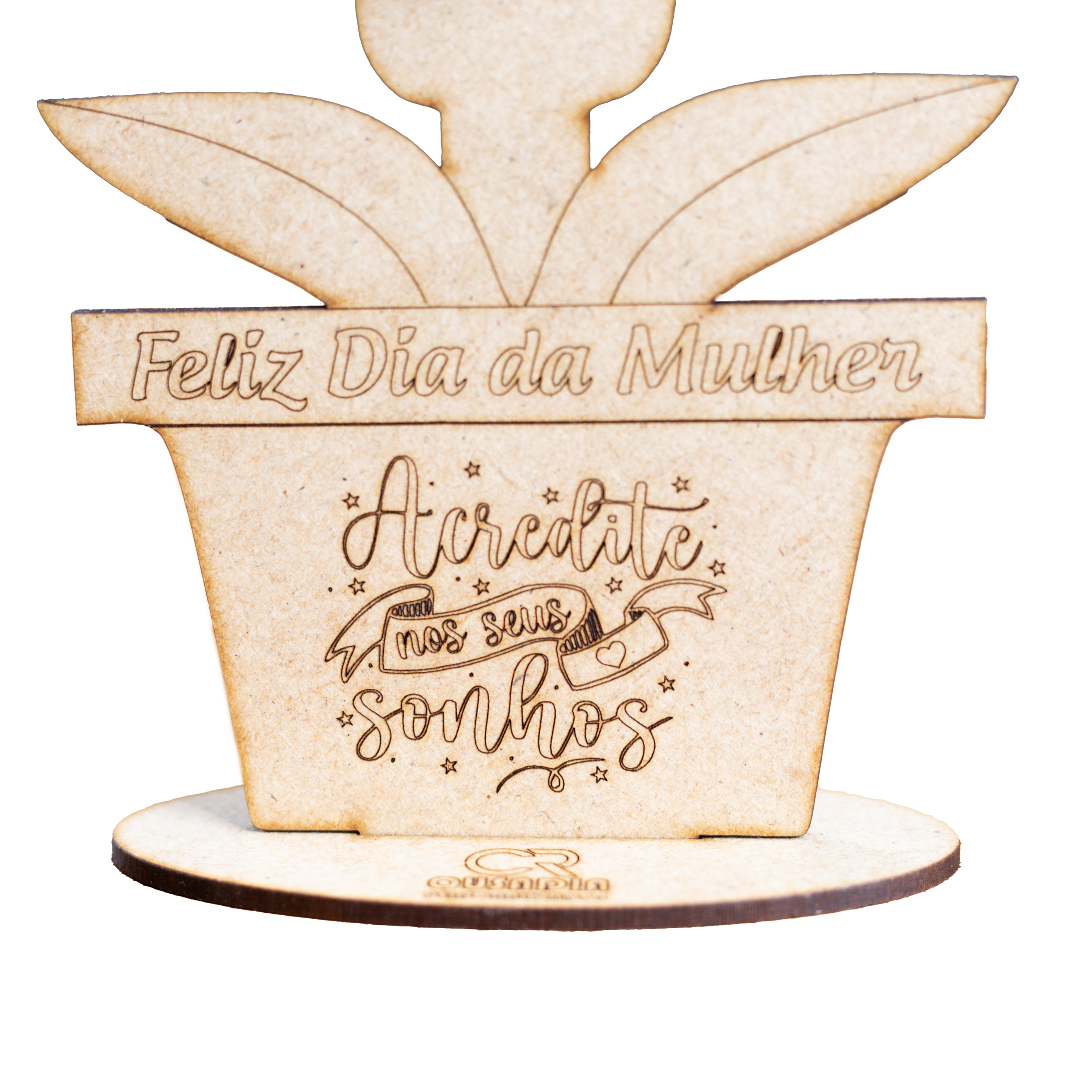 VASO DE FLOR EM MDF CRU COM SUPORTE PRA BOMBOM - Imagem 2