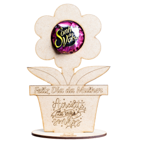 VASO DE FLOR EM MDF CRU COM SUPORTE PRA BOMBOM