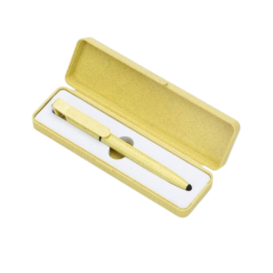 ESTOJO C/ CANETA FIBRA DE BAMBU AMARELO