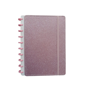 CADERNO INTELIGENTE GRANDE GLITTER ROSA PERSONALIZADO