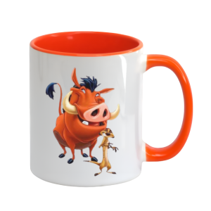 CANECA DE PORCELANA C/ ALÇA E INTERIOR LARANJA 325ML PERSONALIZADA