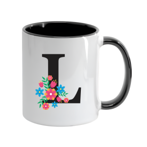 CANECA DE PORCELANA C/ ALÇA E INTERIOR PRETA 325ML PERSONALIZADA