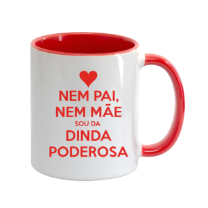 CANECA DE PORCELANA C/ ALÇA E INTERIOR VERMELHO 325ML PERSONALIZADA