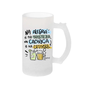 CANECA CHOPP DE VIDRO JATEADA 475ML PERSONALIZADA