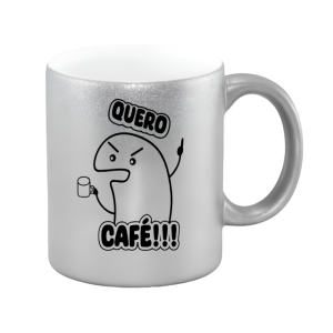 CANECA DE PORCELANA PRATA COM GLITTER 325ML PERSONALIZADA