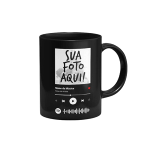 CANECA DE PORCELANA TARJA BRANCA 325ML PERSONALIZADA