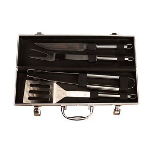 KIT MALETA PARA CHURRASCO EM INOX 4 PEÇAS