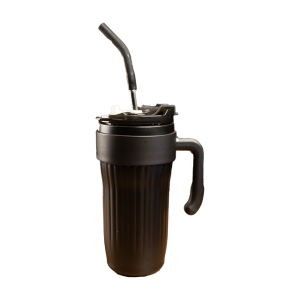 COPO TÉRMICO 890ML C/ TAMPA E CANUDO INOX (PRETO)