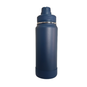 GARRAFA TÉRMICA C/ CASE DE SILICONE 600ML AZUL MARINHO