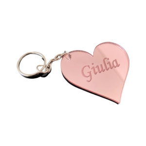 CHAVEIRO ACRÍLICO ROSE ESPELHADO PERSONALIZADO 5CM - CORAÇÃO