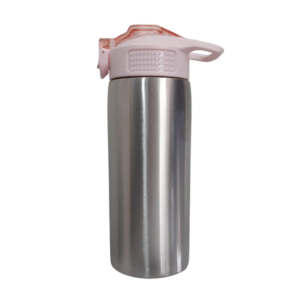 GARRAFA TERMICA BICO SILICONE INOX 600ML / TAMPA ROSA