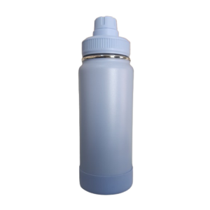 GARRAFA TÉRMICA C/ CASE DE SILICONE 600ML AZUL BEBÊ