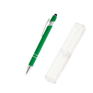 CANETA METAL C/ TOUCH VERDE CLARO E DETALHES PRATA (CX ACRÍLICO)