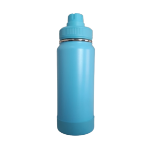 GARRAFA TÉRMICA C/ CASE DE SILICONE 600ML AZUL CLARO